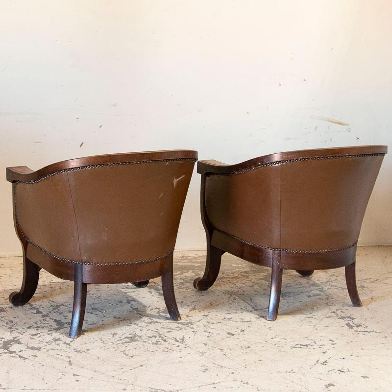 Antique Set of 3, Vintage Leather Sofa and Pair of Armchairs 1