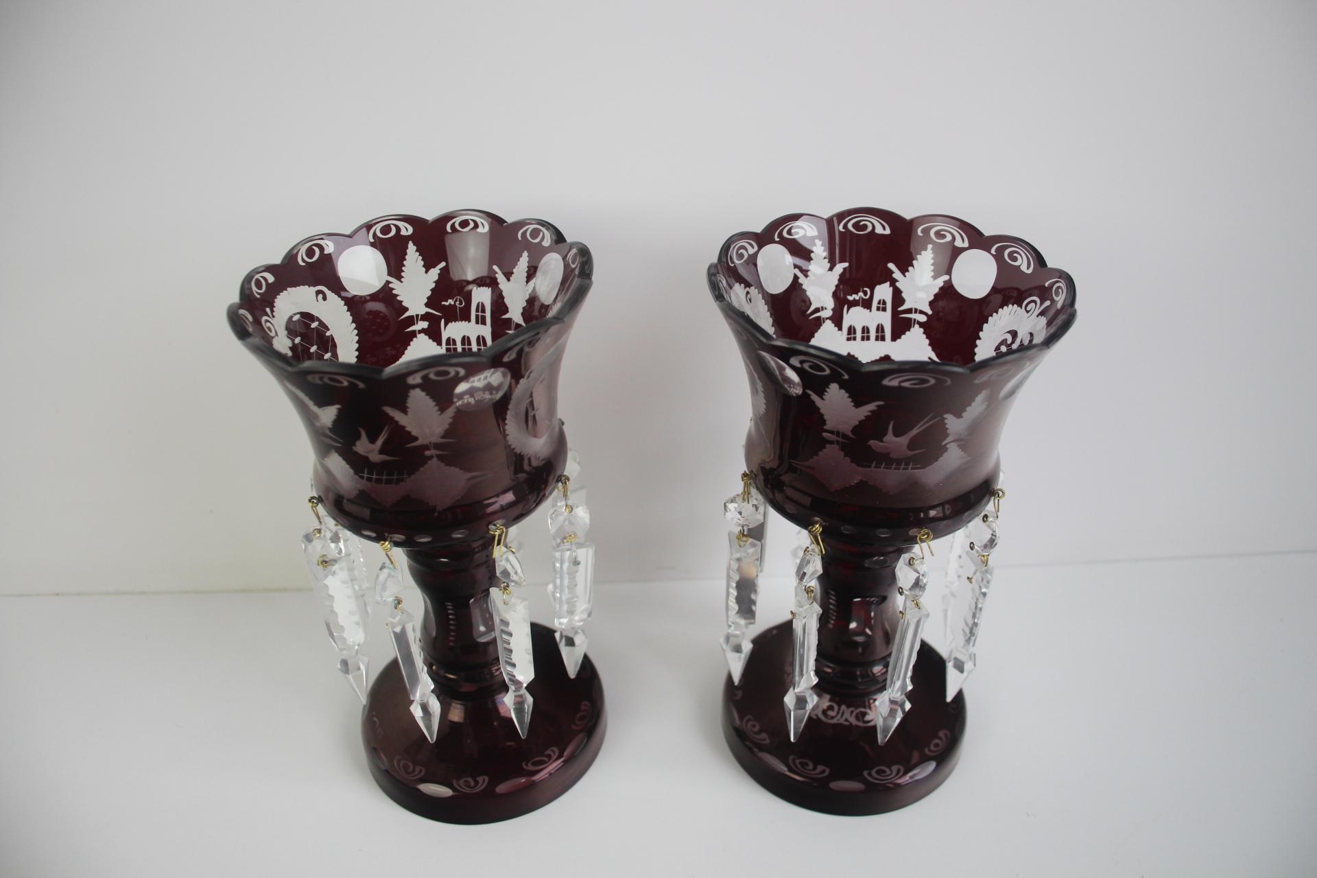 Ensemble antique de 36 pièces en verre rouge rubis taillé Artistics, Egermann, années 1950. en vente 6