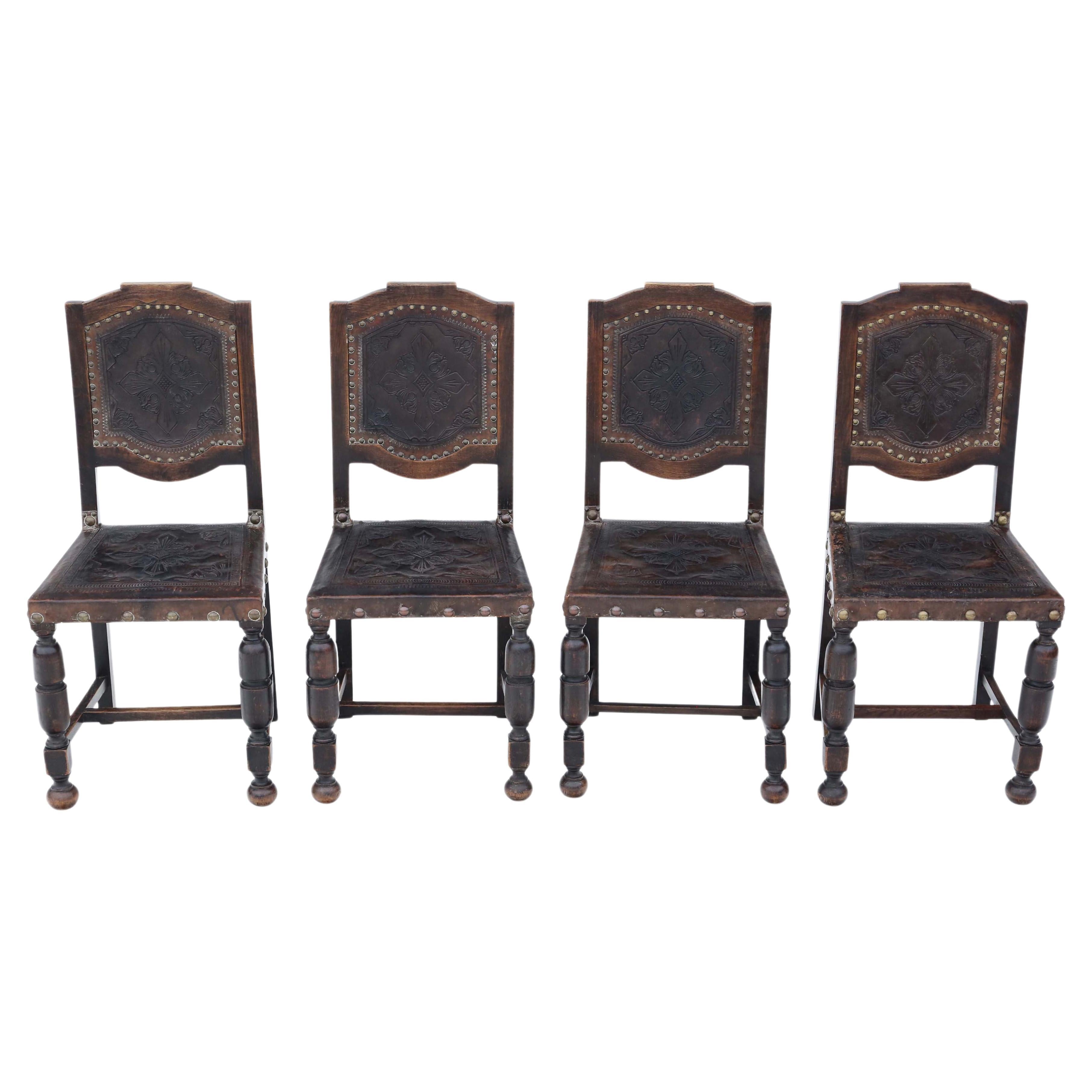 Set of 12 Antique Gothic Style Oak and Leather Dining Chairs at 1stDibs gothic dining chairs