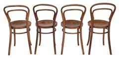 Antique Set of 4 Bentwood Kitchen Dining Chairs, Early 20th Century