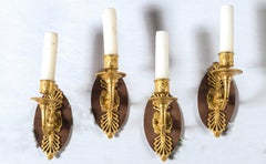 Antique Set of 4 French Dolphin Ormolu Sconces