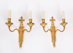 Antique Set of 4 French Louis Revival 3 Branch Ormolu Wall Lights C1880
