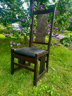 ANTIQUE Set of 4 GUSTAVE STICKELY High back Arm spindles Chair