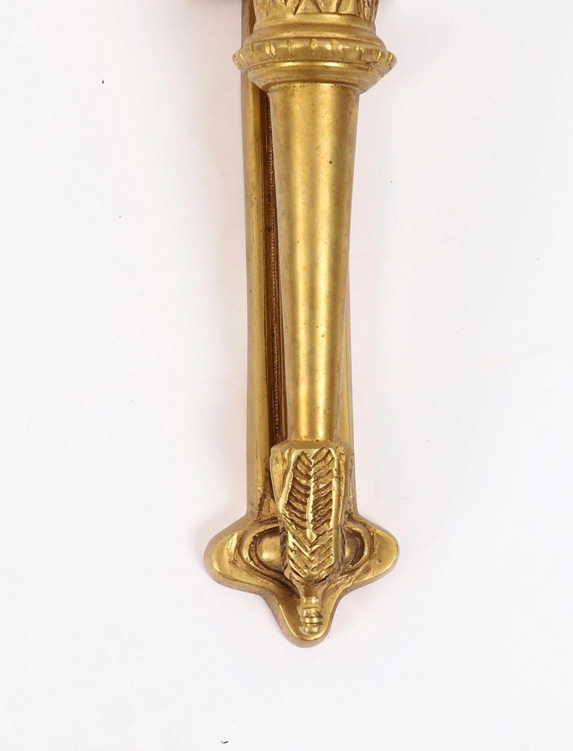 Glass Antique Set of 4 Neo-Classical Ormolu Flaming Torch Wall Lights 20th Century For Sale