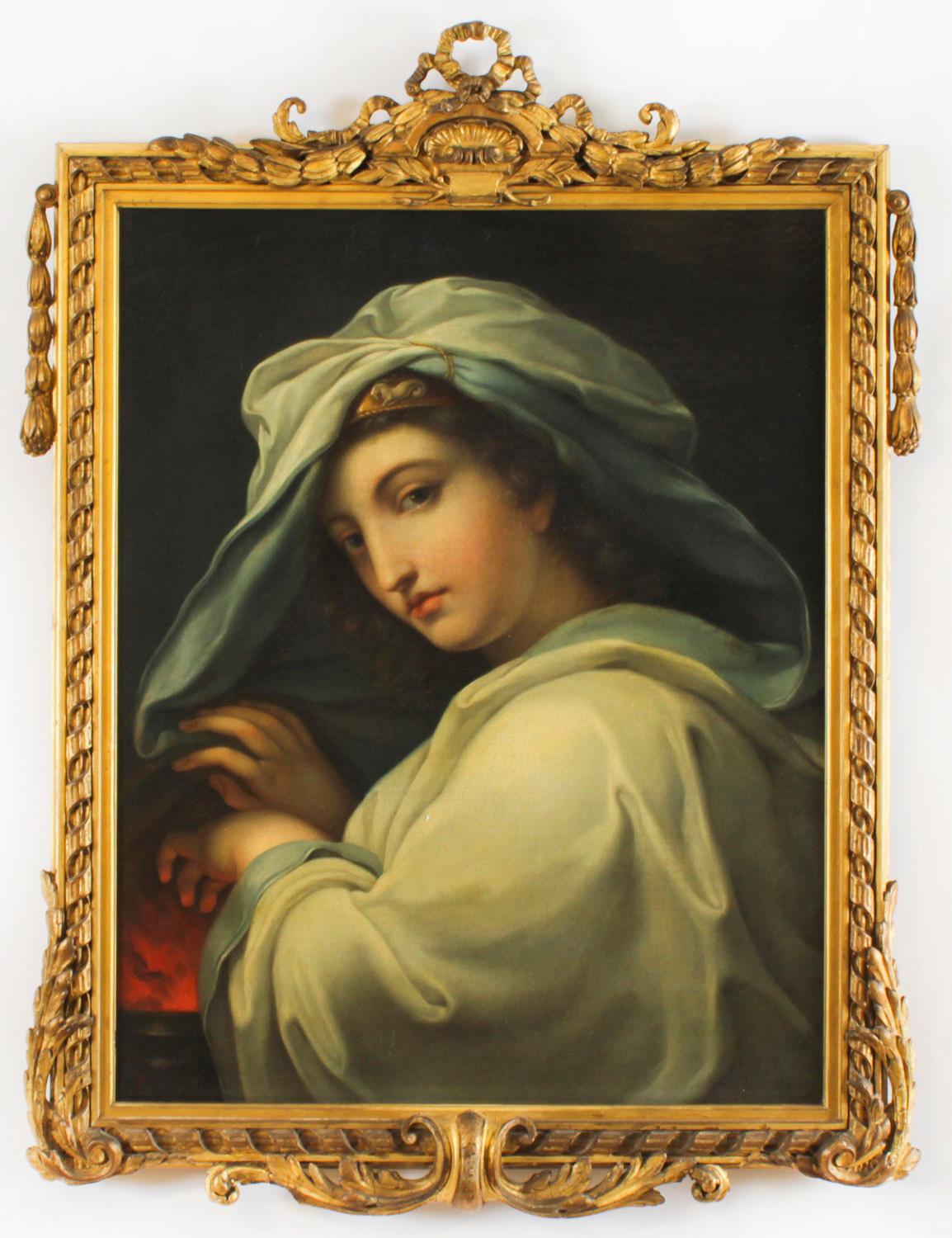 Antique Set of 4 Oil Paintings Four Seasons by Guiseppe Mazzolini 19th Century For Sale 8