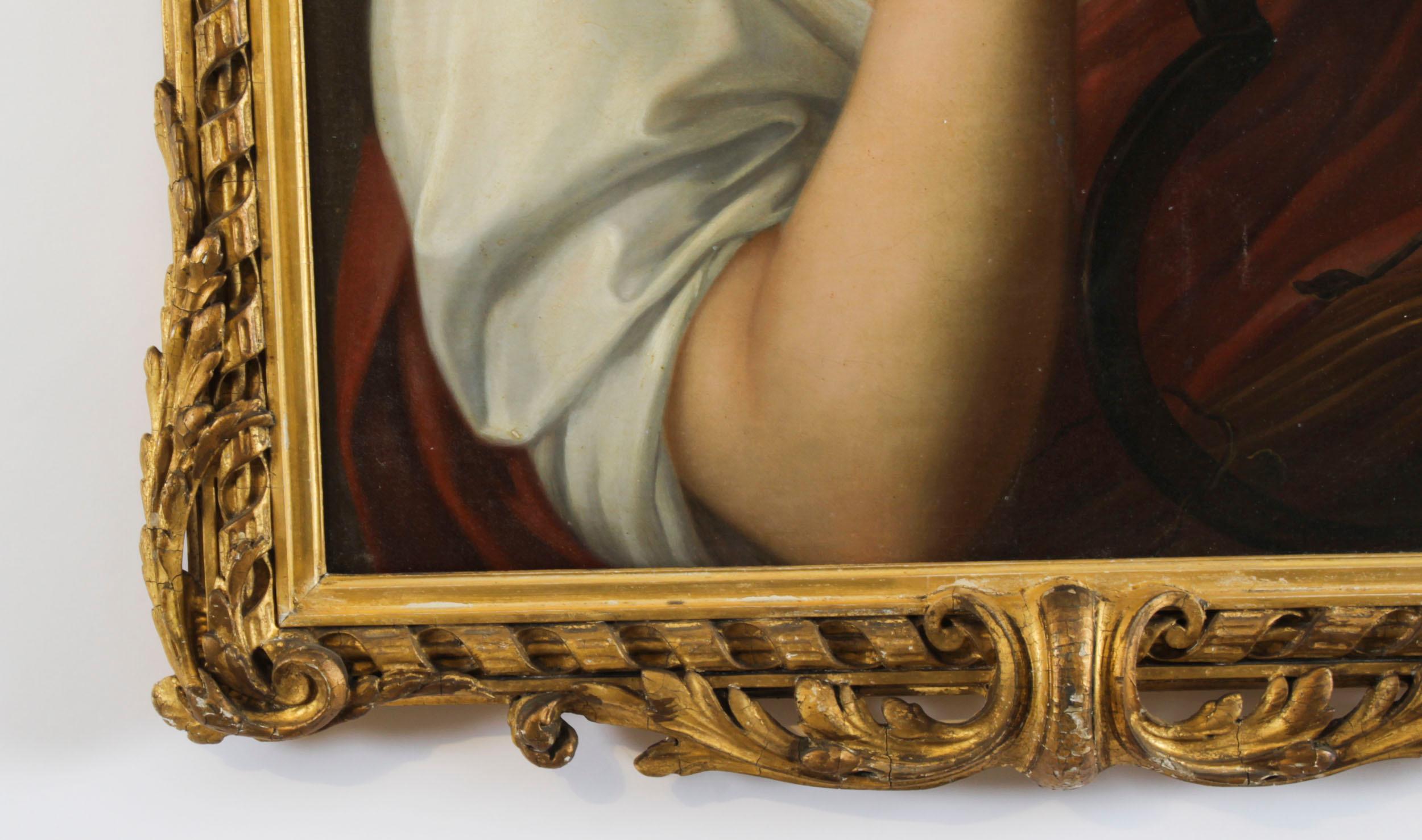 Canvas Antique Set of 4 Oil Paintings Four Seasons by Guiseppe Mazzolini 19th Century For Sale