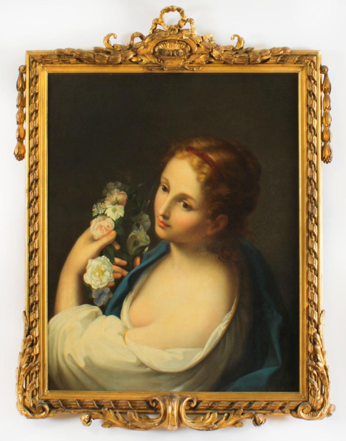 Antique Set of 4 Oil Paintings Four Seasons by Guiseppe Mazzolini 19th Century For Sale 3