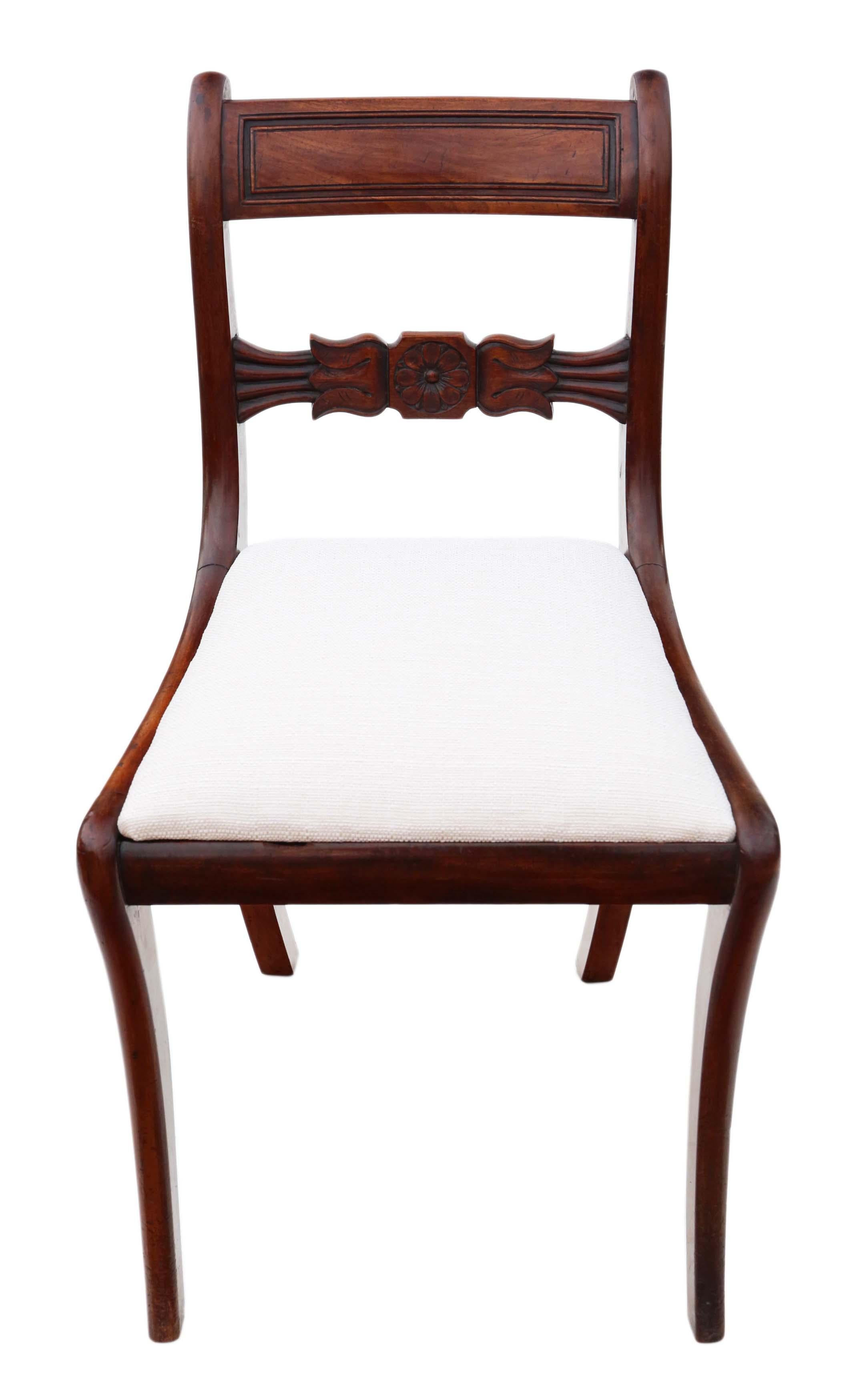 Antique Set of 4 Regency circa 1825 Mahogany Dining Chairs, 19th Century In Good Condition In Wisbech, Cambridgeshire
