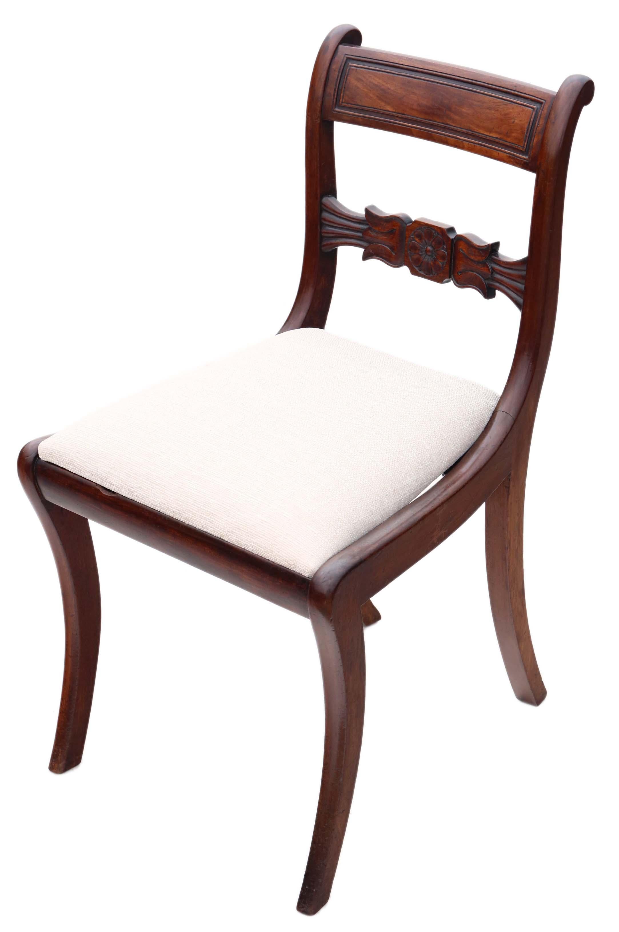 Early 19th Century Antique Set of 4 Regency circa 1825 Mahogany Dining Chairs, 19th Century
