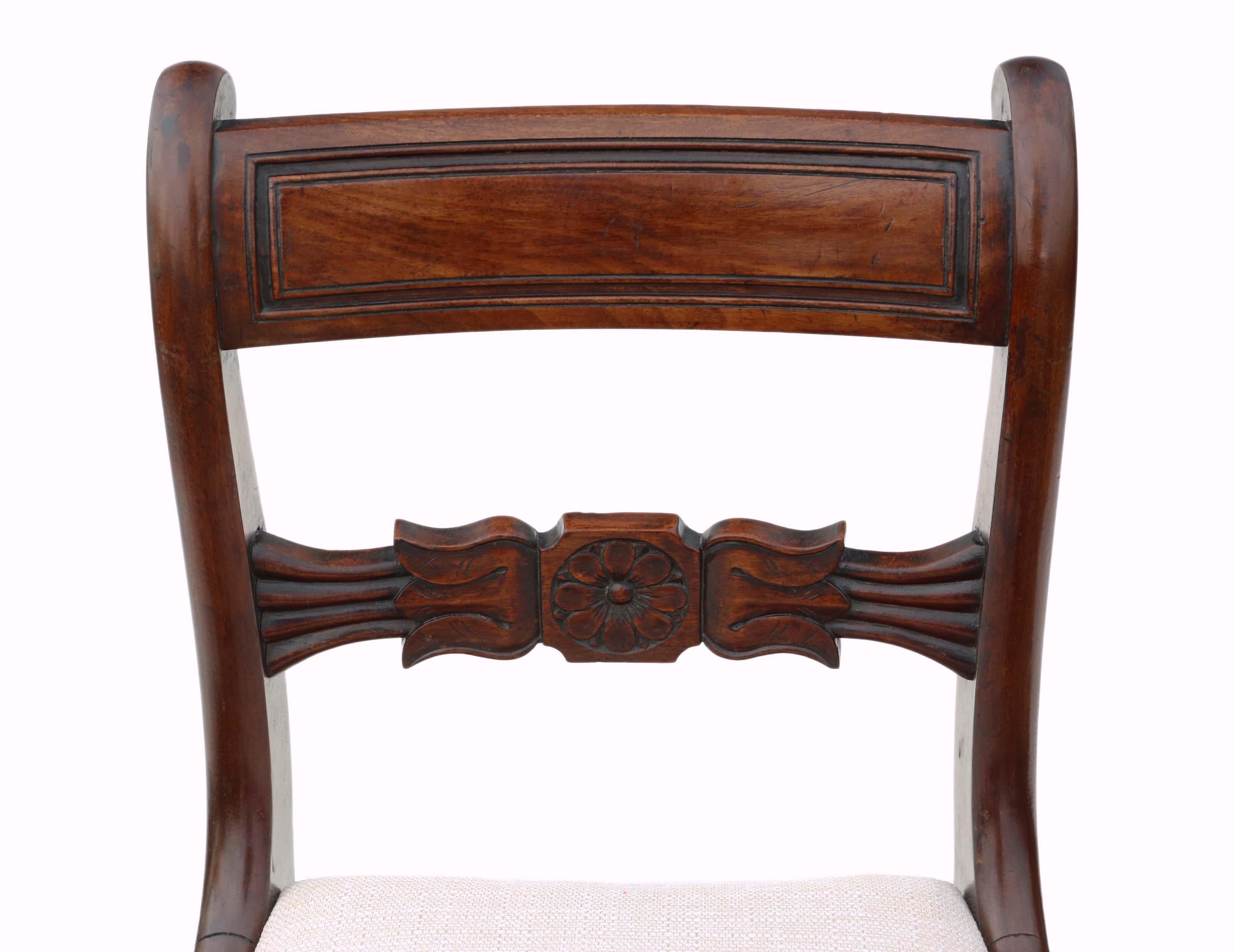 Antique Set of 4 Regency circa 1825 Mahogany Dining Chairs, 19th Century 2