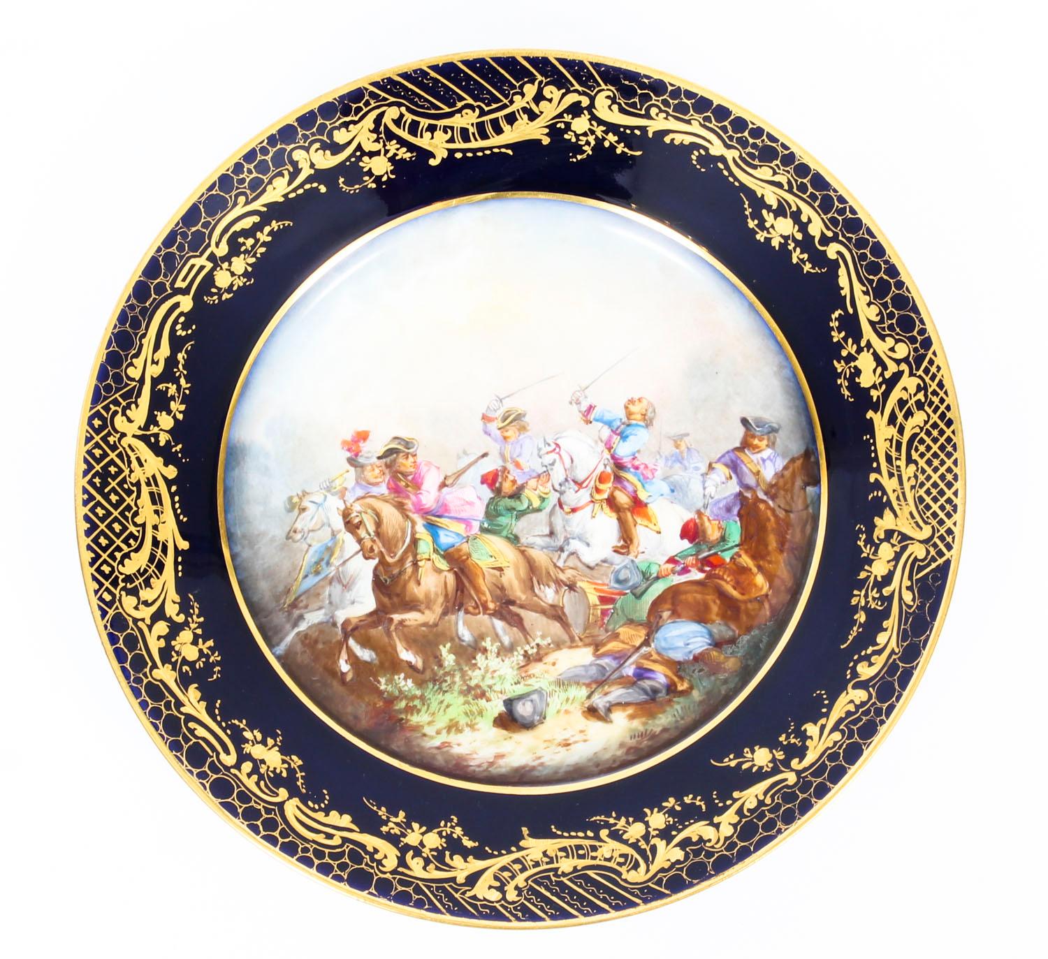 Antique Set of 4 Sevres Hand Painted Sevres Porcelain Cabinet Plates 8