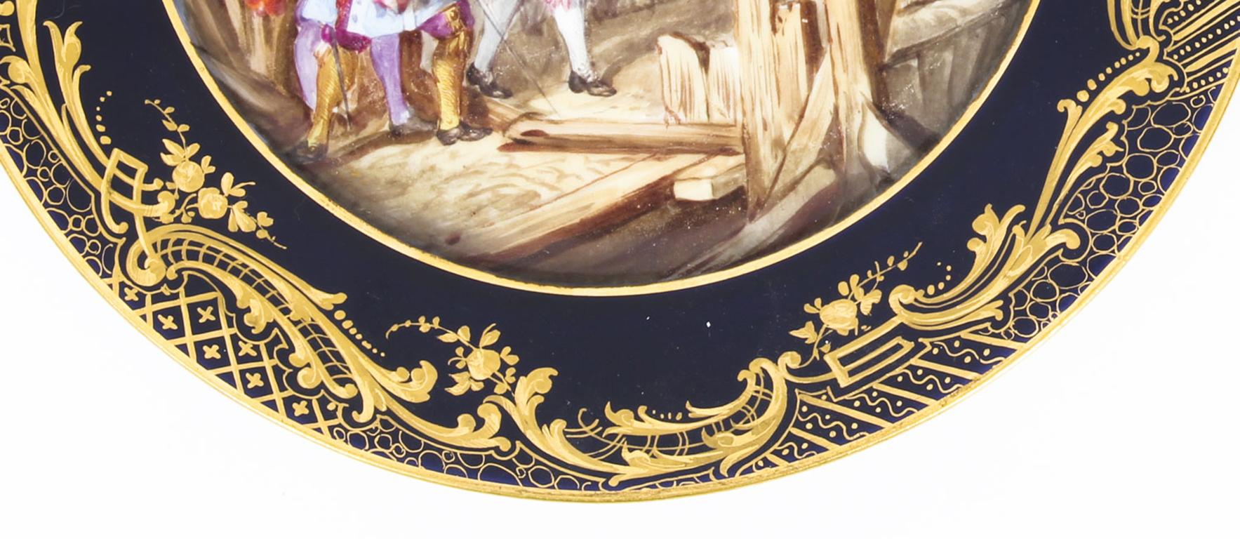 Antique Set of 4 Sevres Hand Painted Sevres Porcelain Cabinet Plates 10