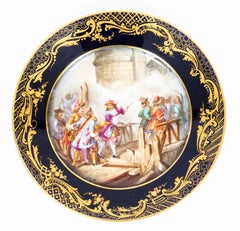 Antique Set of 4 Sevres Hand Painted Sevres Porcelain Cabinet Plates