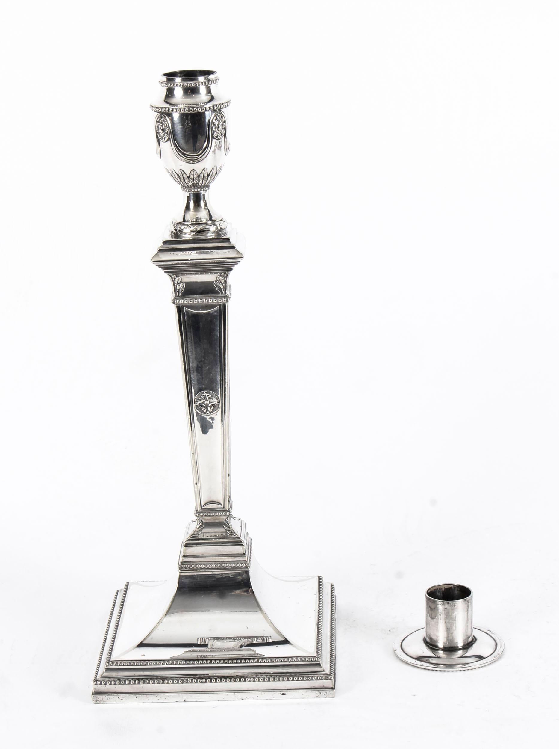 Antique Set of 4 Silver Plated Candlesticks by James Dixon & Sons, 19th Century 4