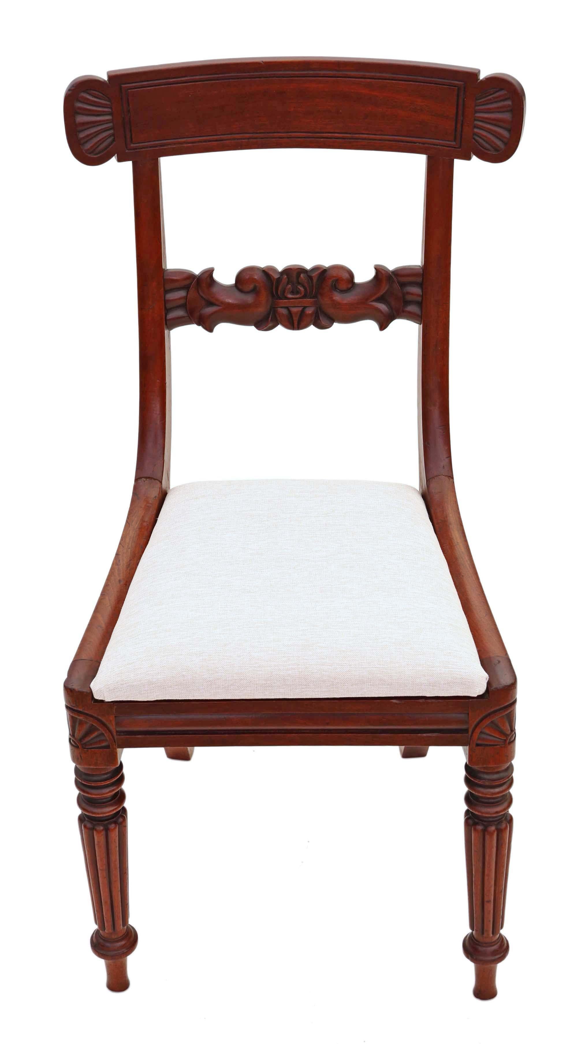 Antique Set of 4 William IV Mahogany Bar Back Dining Chairs In Good Condition For Sale In Wisbech, Cambridgeshire