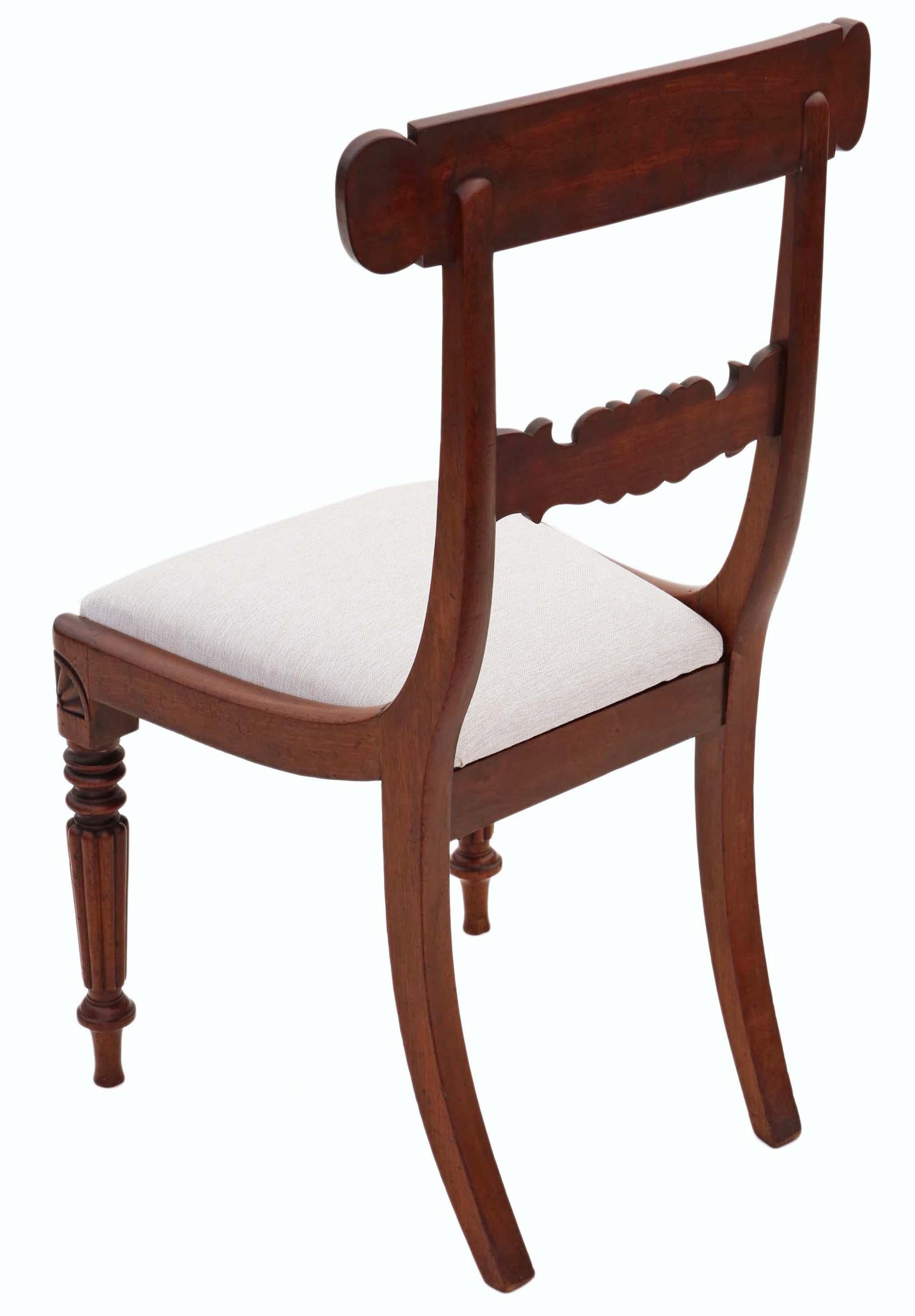 Mid-19th Century Antique Set of 4 William IV Mahogany Bar Back Dining Chairs For Sale