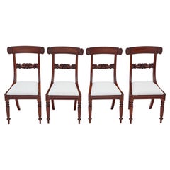 Antique Set of 4 William IV Mahogany Bar Back Dining Chairs