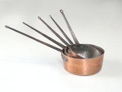 Antique Set of (5) Graduated French Copper Pans from the 1800's