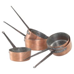 Antique set di (5) pentole francesi graduate in rame del 1800