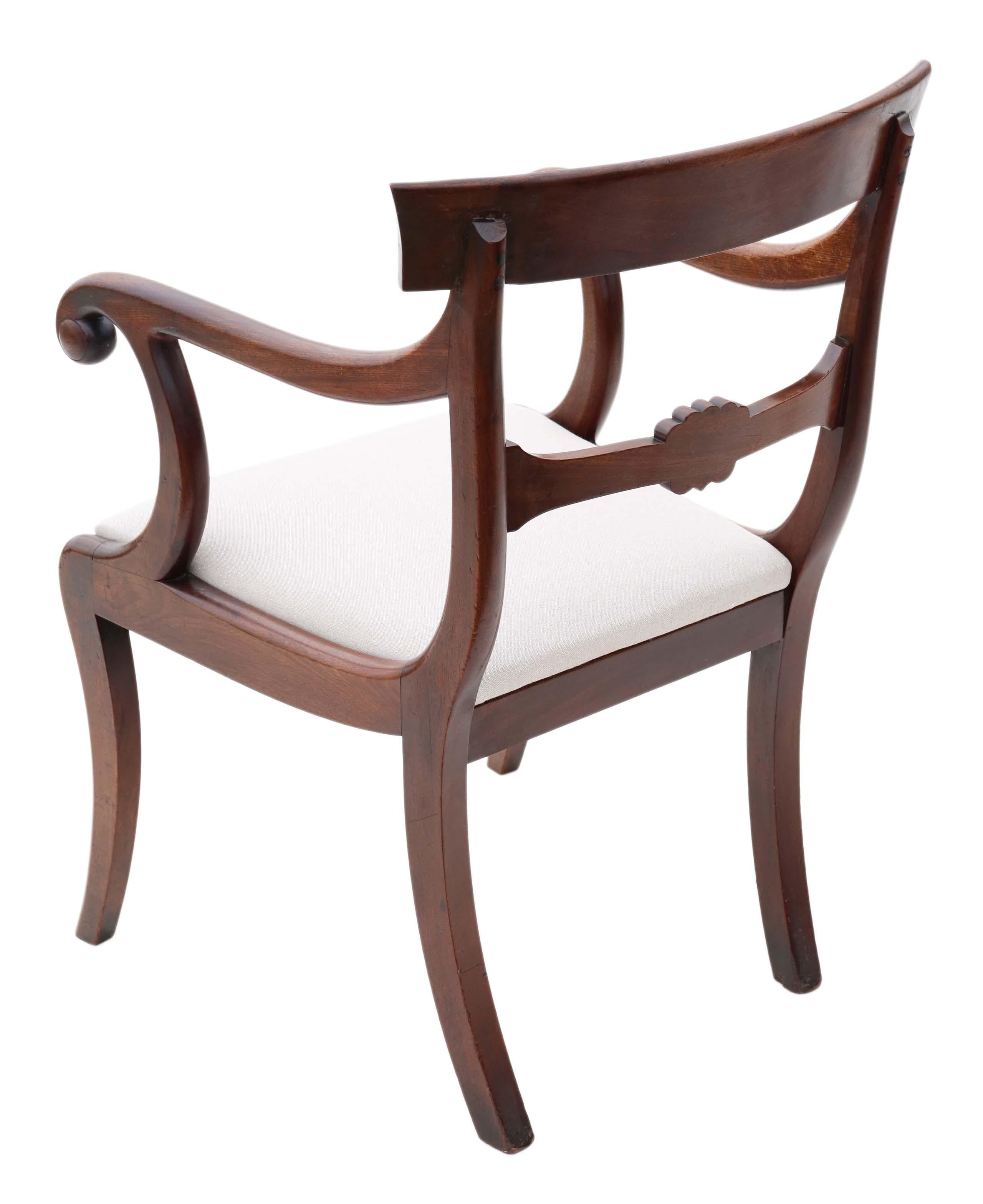 Antique Set of 6 '4 +2' Regency Cuban Mahogany Dining Chairs 19th Century 1