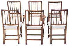 Antique Set of 6 (5 plus 1) Early 19th Century Elm Kitchen & Dining Chairs