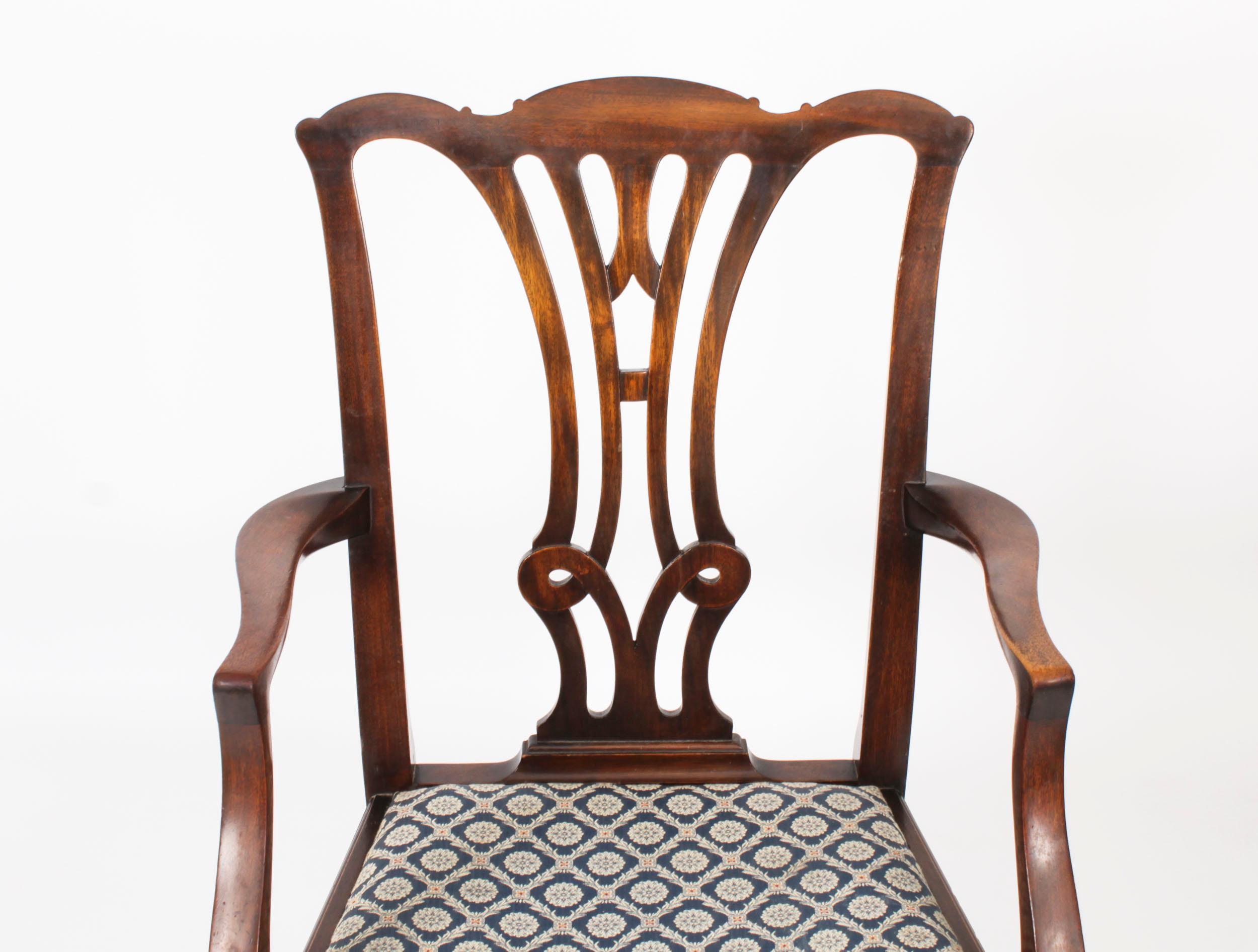 Ensemble ancien de 6 chaises de salle à manger néo- Chippendale 19ème siècle en vente 5