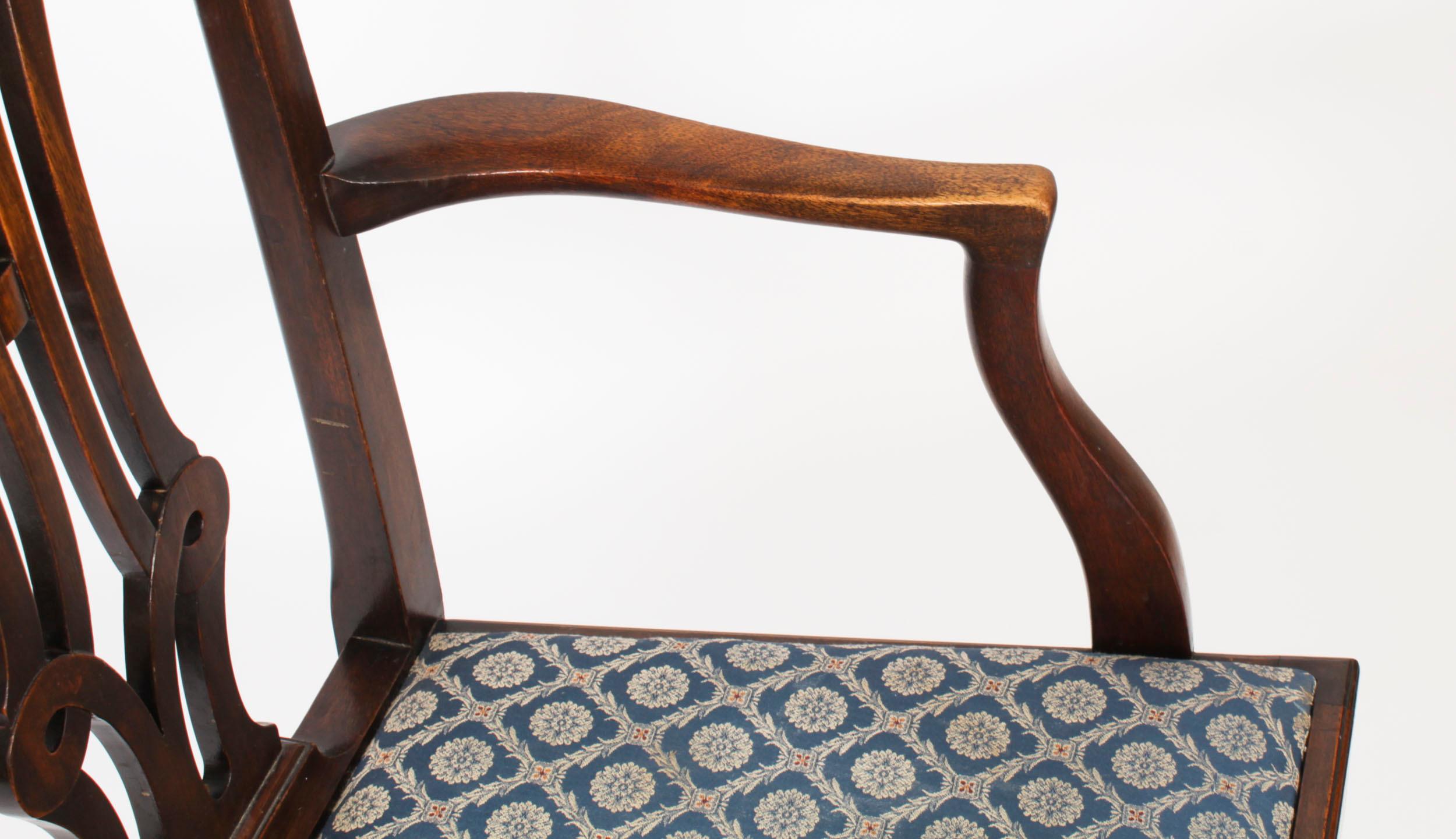 Ensemble ancien de 6 chaises de salle à manger néo- Chippendale 19ème siècle en vente 7