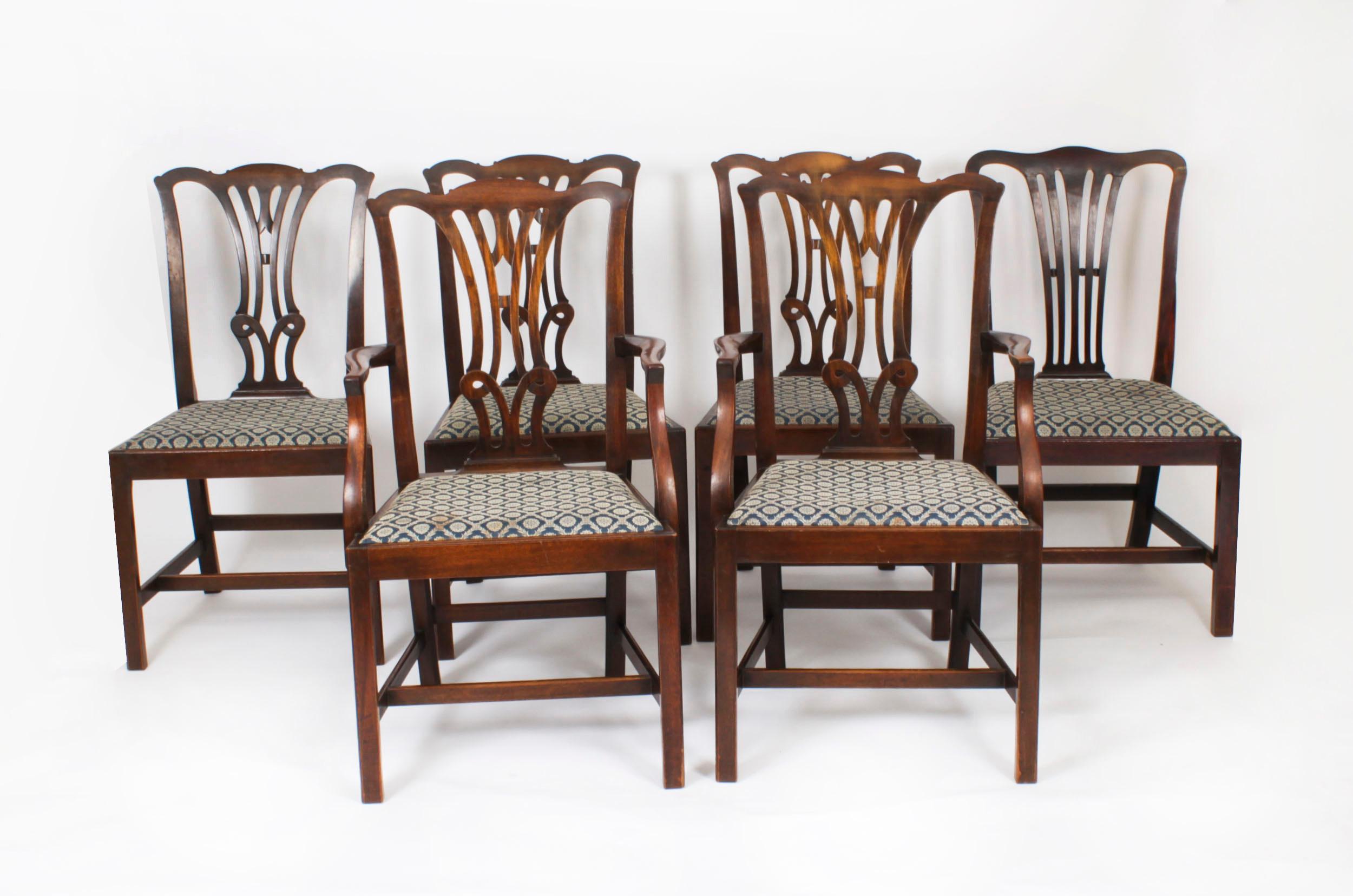 Antiker Satz von 6 Chippendale-Revival-Esszimmerstühlen, 19. Jahrhundert im Angebot 12