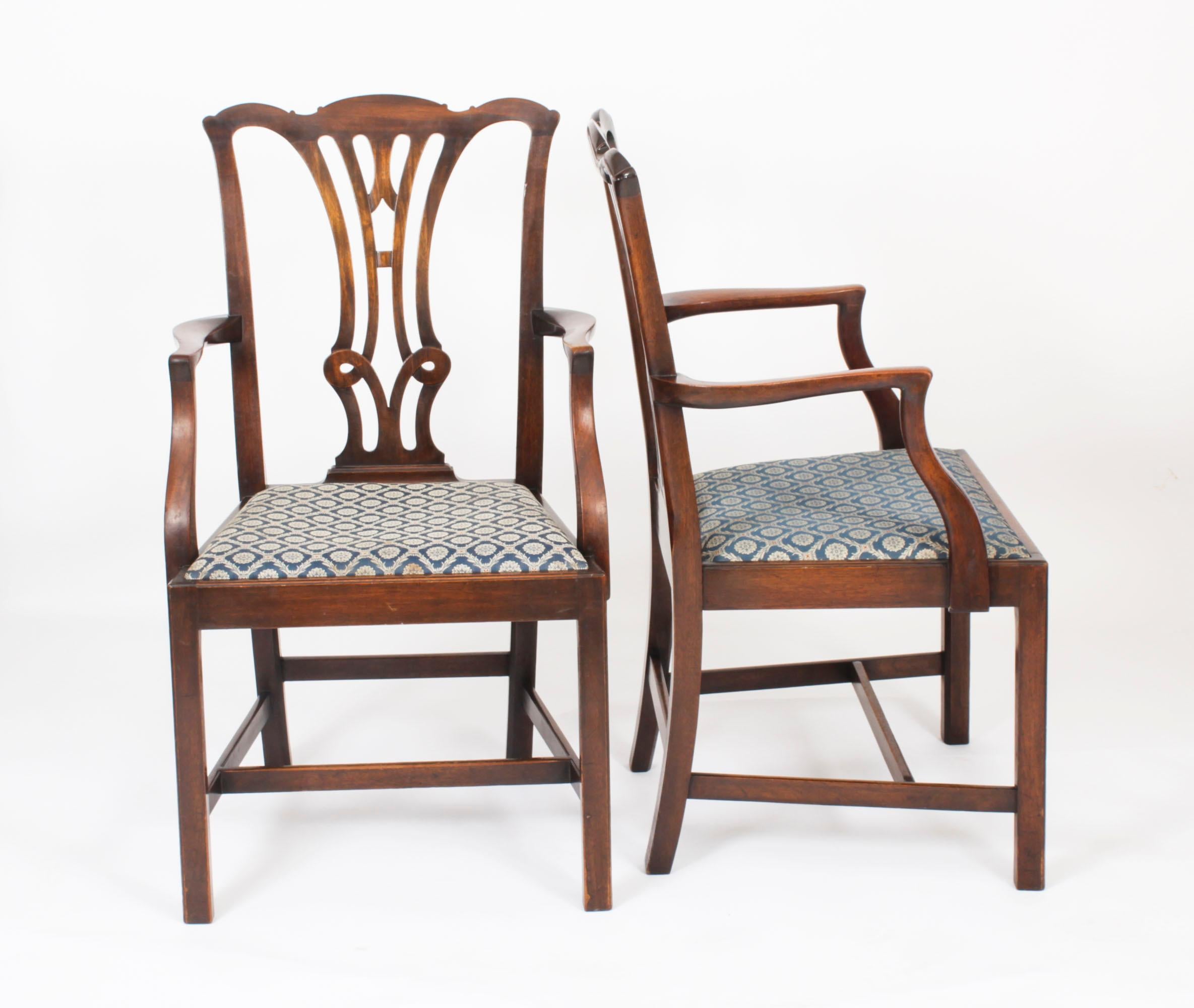 Ensemble ancien de 6 chaises de salle à manger néo- Chippendale 19ème siècle en vente 3
