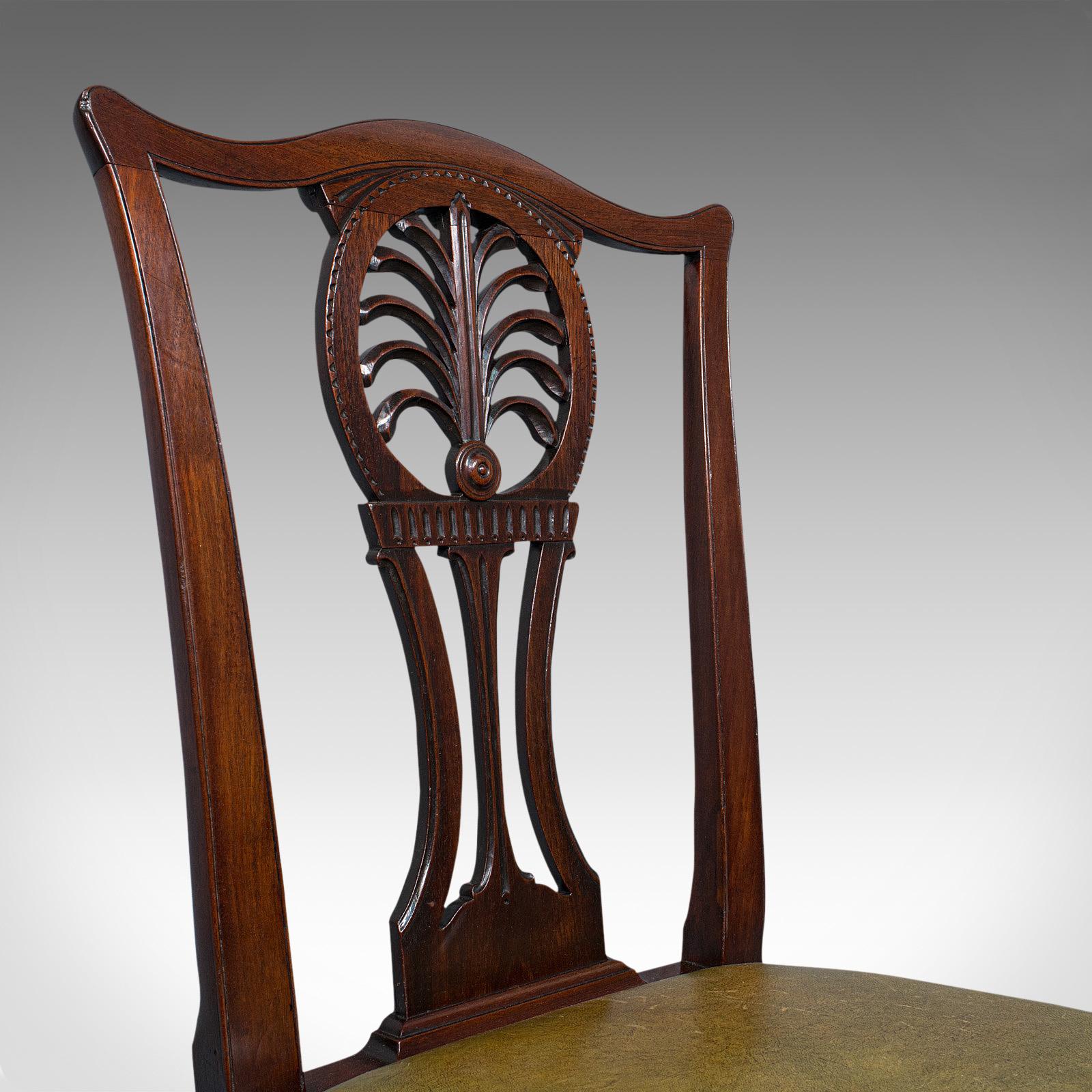 Antique, Set of 6, Dining Chairs, English, Mahogany, Leather, Seats, Victorian 4