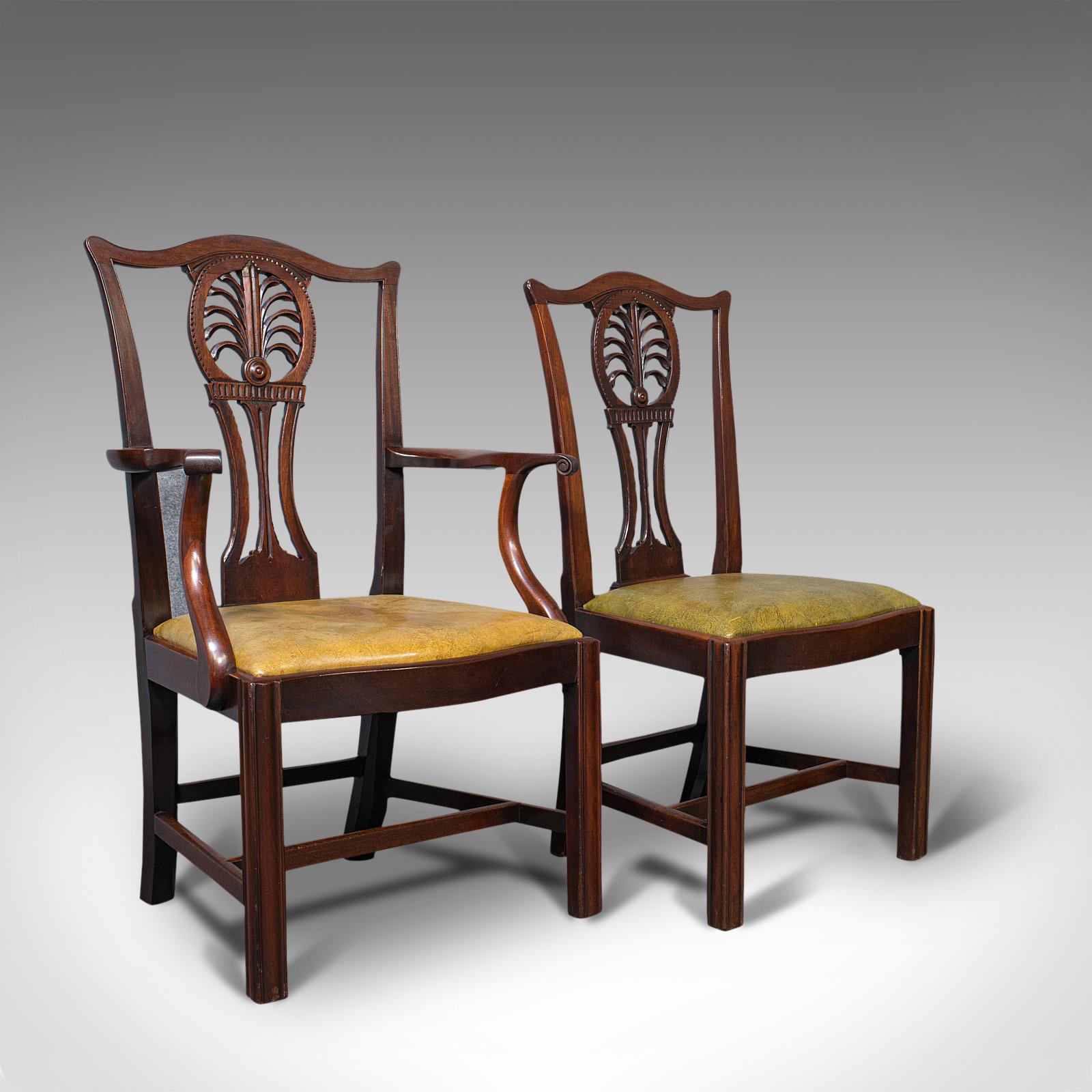 Ensemble de 6 chaises de salle à manger anciennes, anglaises, acajou, cuir, sièges, victoriennes Bon état - En vente à Hele, Devon, GB