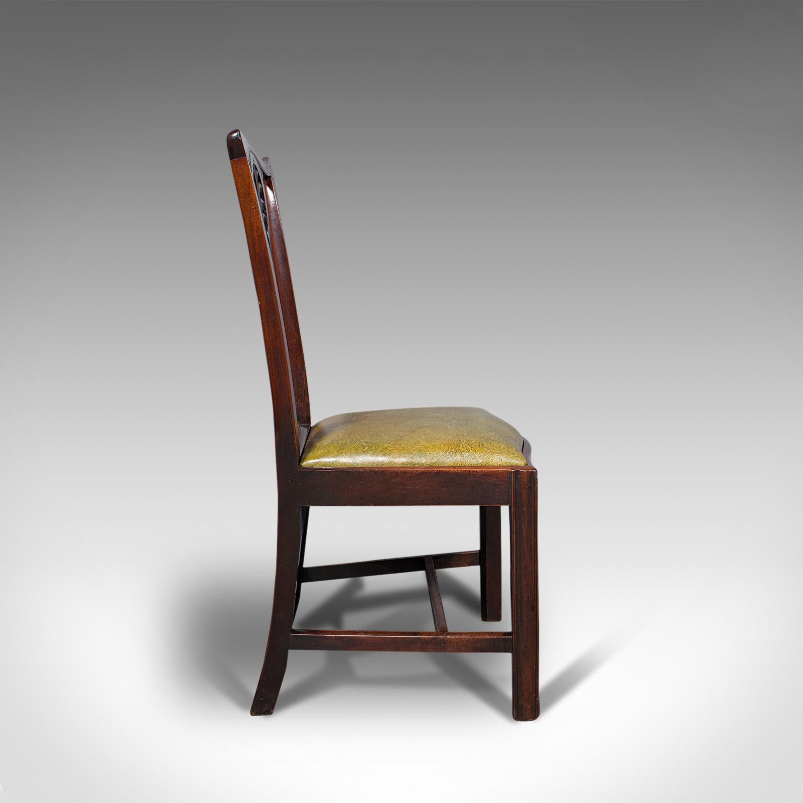 Ensemble de 6 chaises de salle à manger anciennes, anglaises, acajou, cuir, sièges, victoriennes en vente 1
