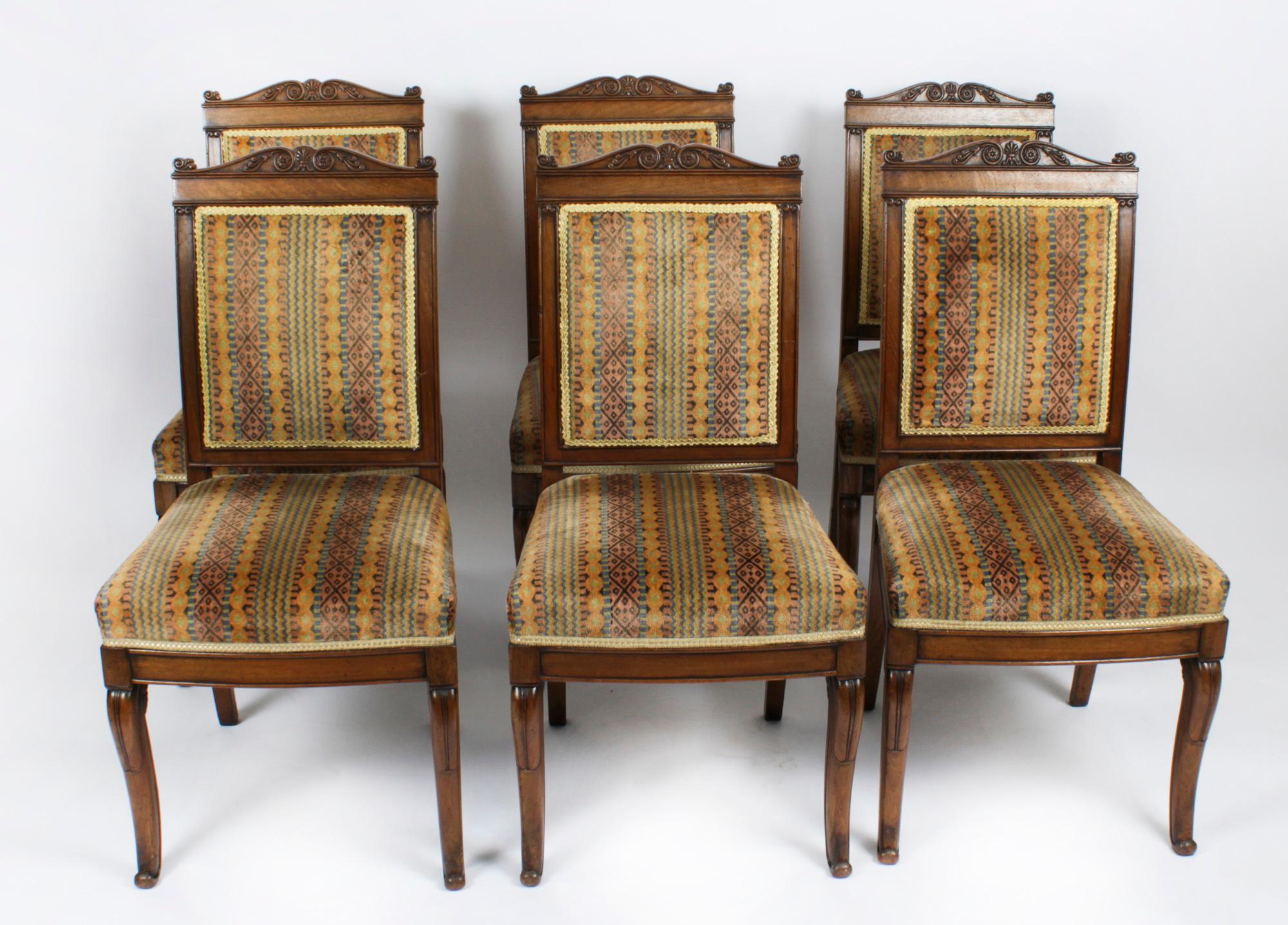 Antique Set of 6 French Empire Dining Chairs 19th Century 8
