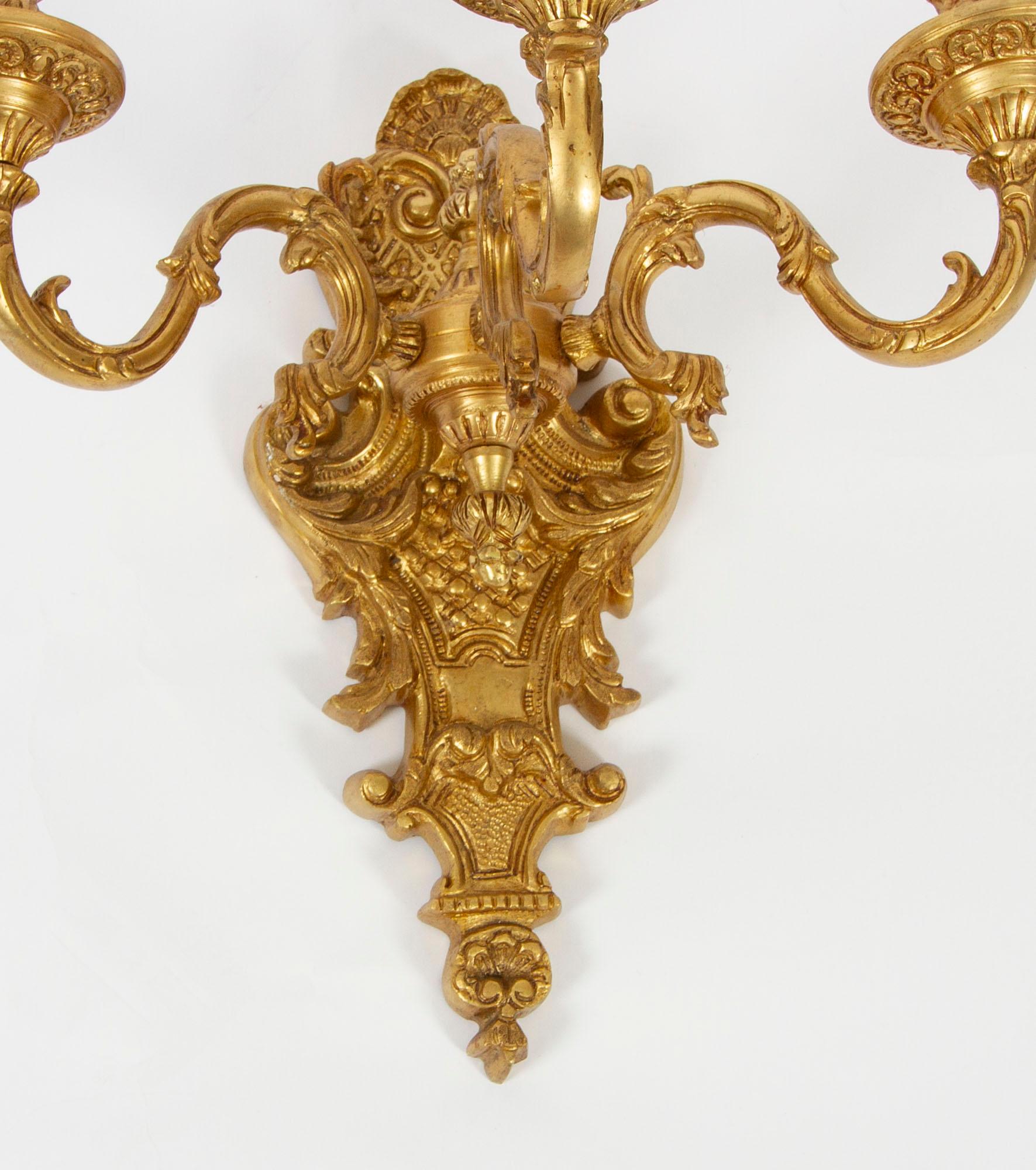 Ensemble antique de 6 lampes murales à deux branches de style Antique Revival français 20e siècle en vente 5