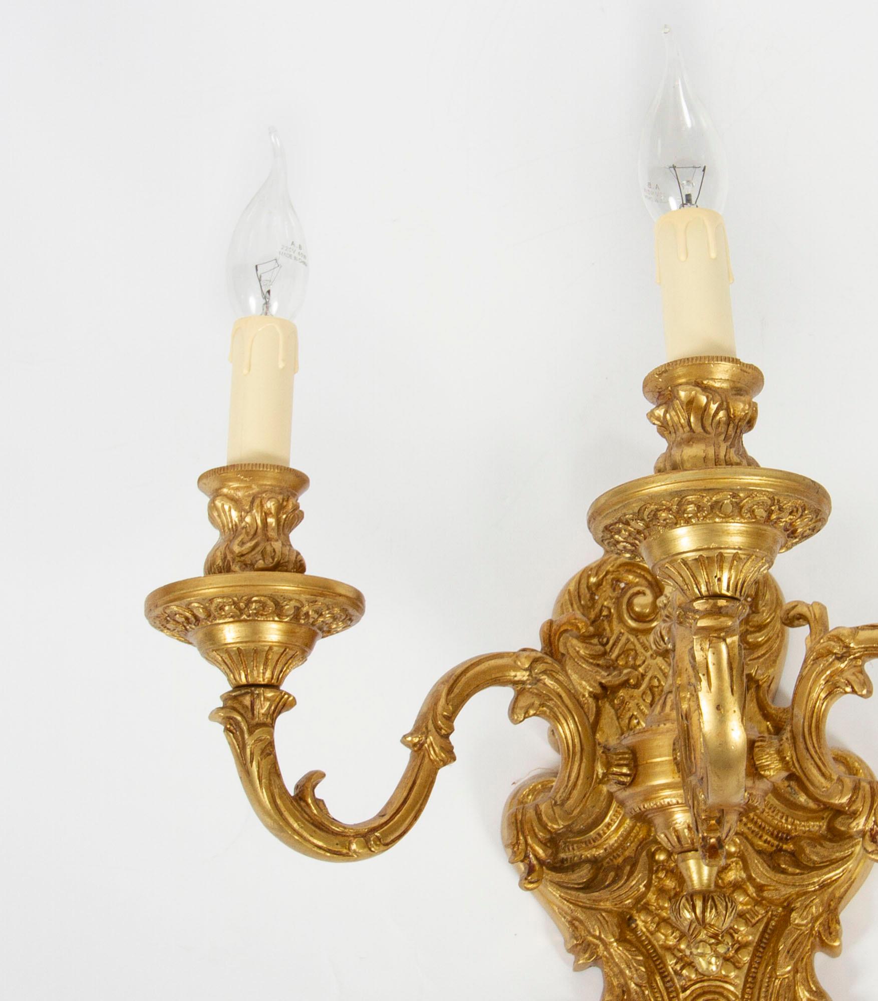 Ensemble antique de 6 lampes murales à deux branches de style Antique Revival français 20e siècle en vente 2
