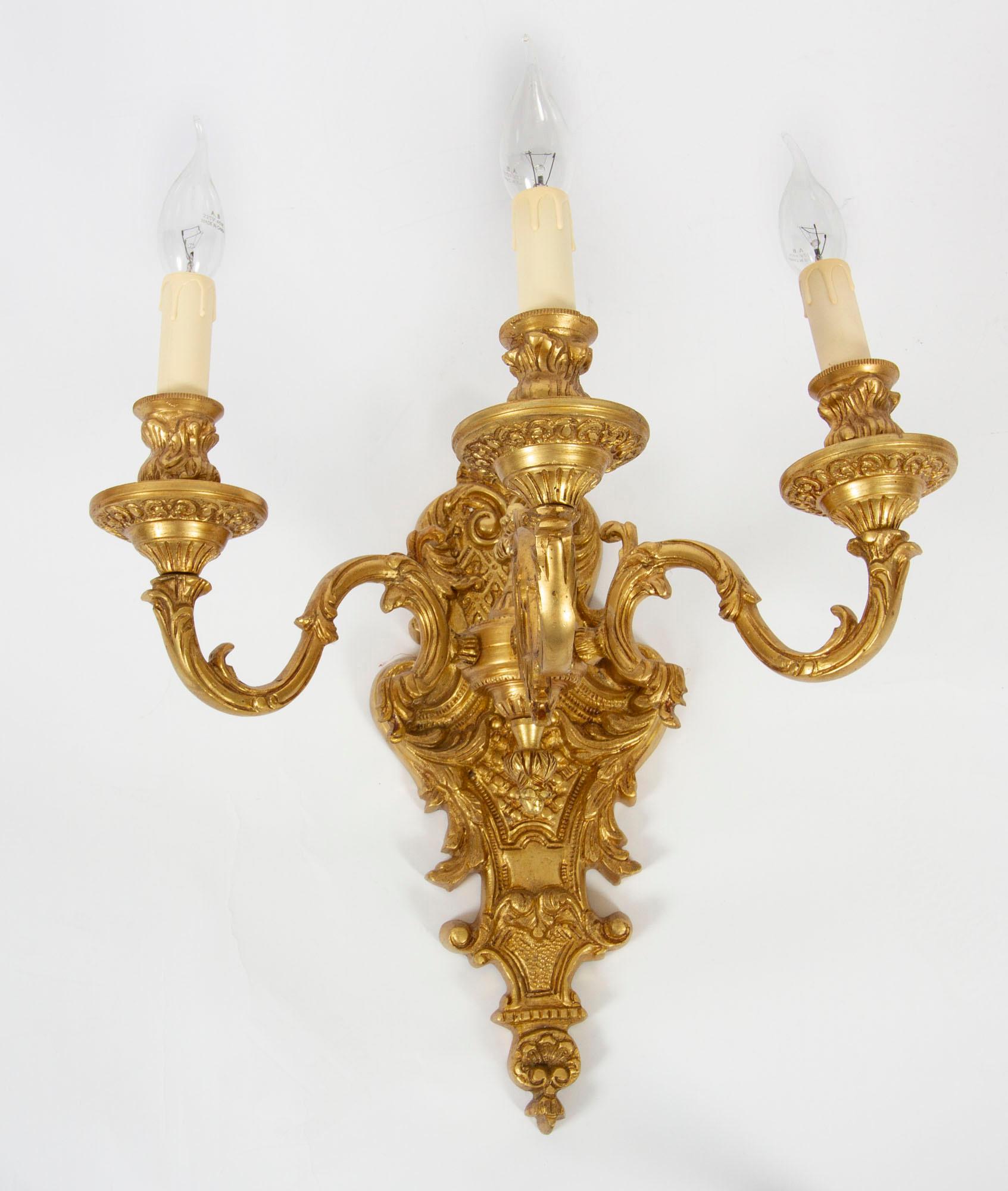 Ensemble antique de 6 lampes murales à deux branches de style Antique Revival français 20e siècle en vente 4