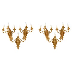 Antique set di 6 lampade da parete a due rami in stile Louis Revival francese del XX secolo