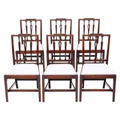 Antique Set of 6 Georgian Mahogany Dining Chairs, 19th Century