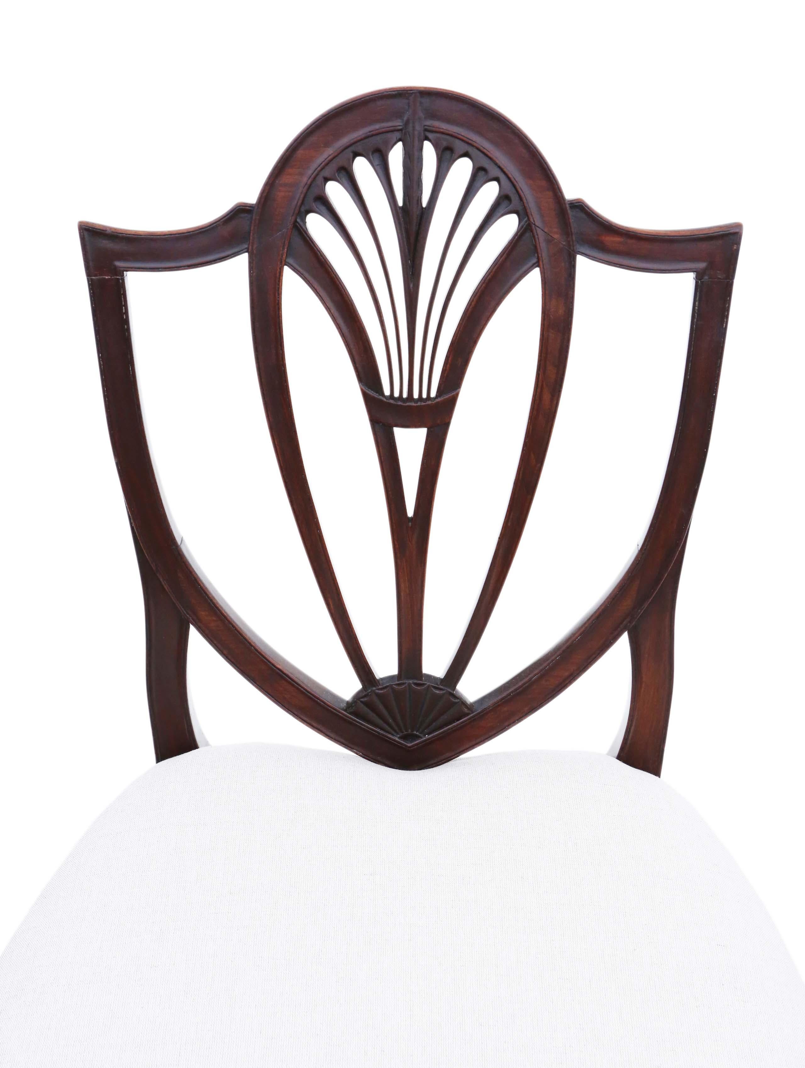 Antique Set of 6 Georgian Mahogany Shield Back Dining Chairs 2