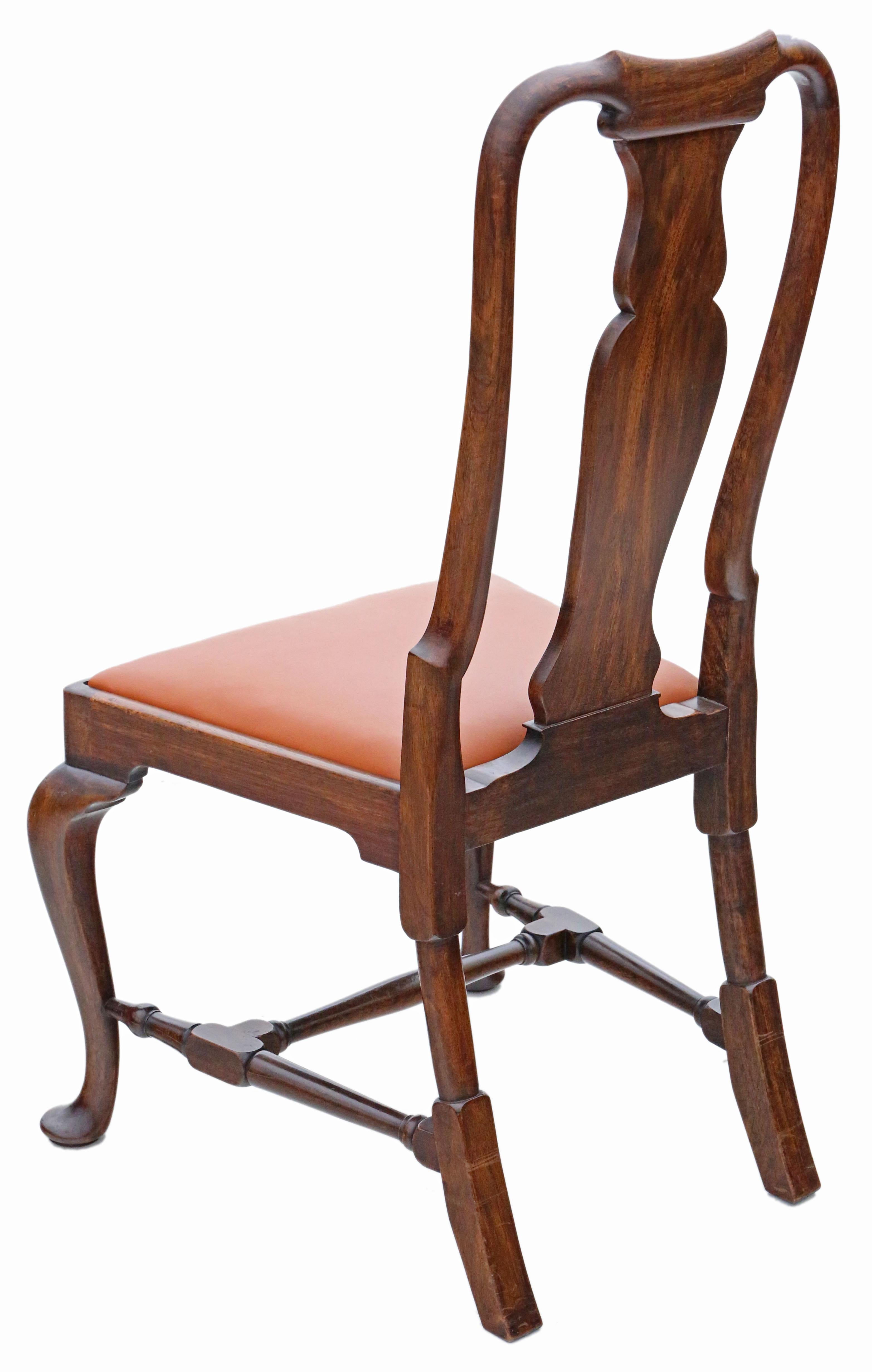 Antique Set of 6 Queen Anne Revival Burr Walnut Dining Chairs from circa 1910 -  For Sale 3