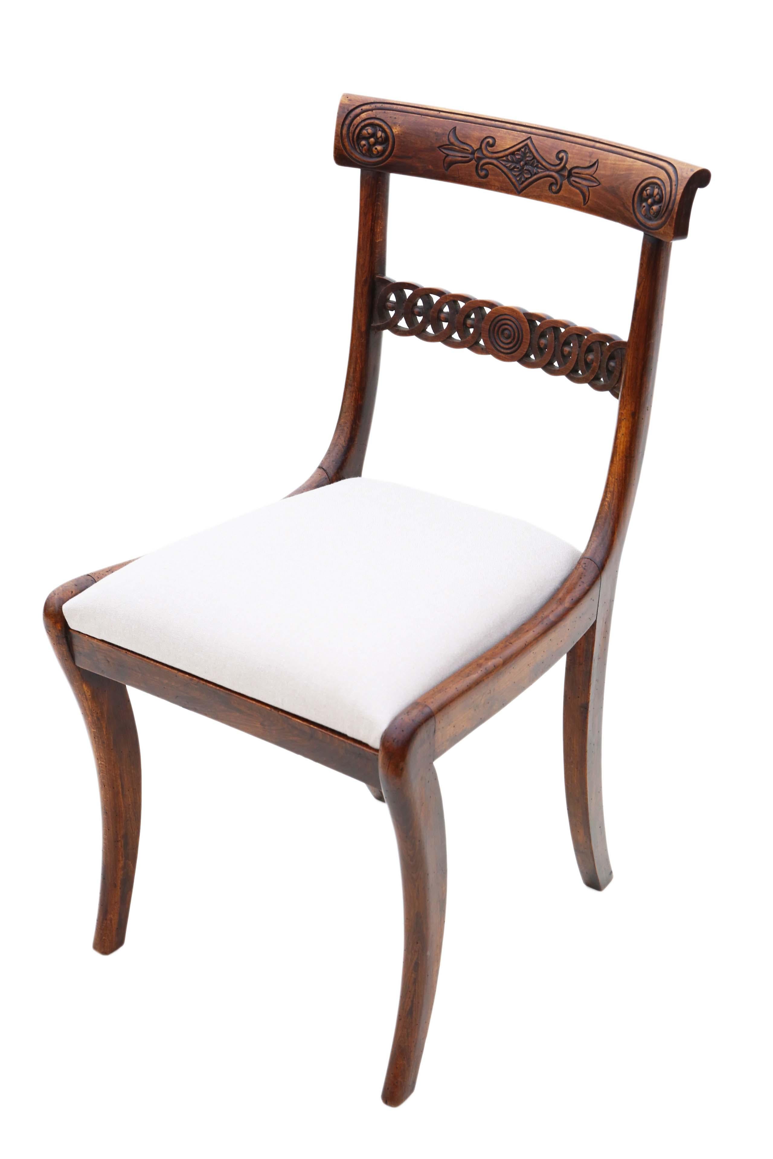 Early 19th Century Antique Set of 6 Regency Faux Rosewood Beech Dining Chairs 19th Century