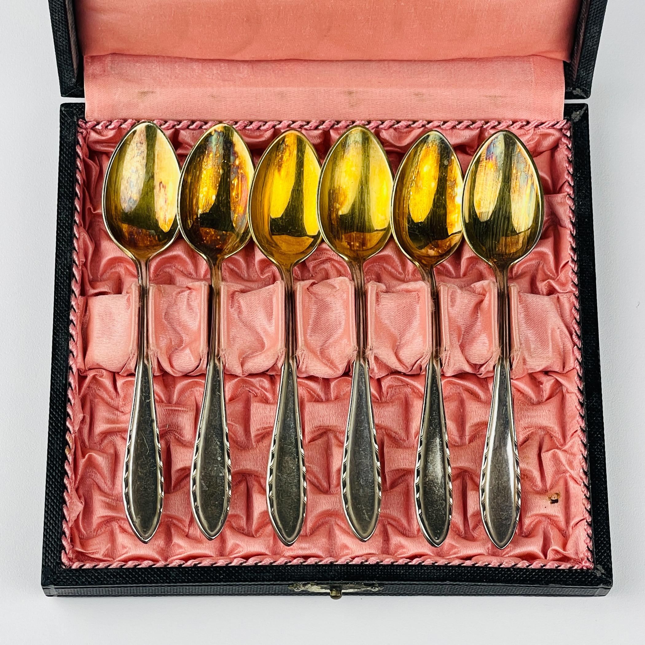 Antiguo juego de 6 cucharillas de plata Theodor Meyer Bern, Berndorf, años 20 en venta 3