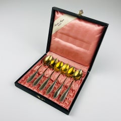 Antique set of 6 silver teaspoons Theodor Meyer Bern, Berndorf, 1920s