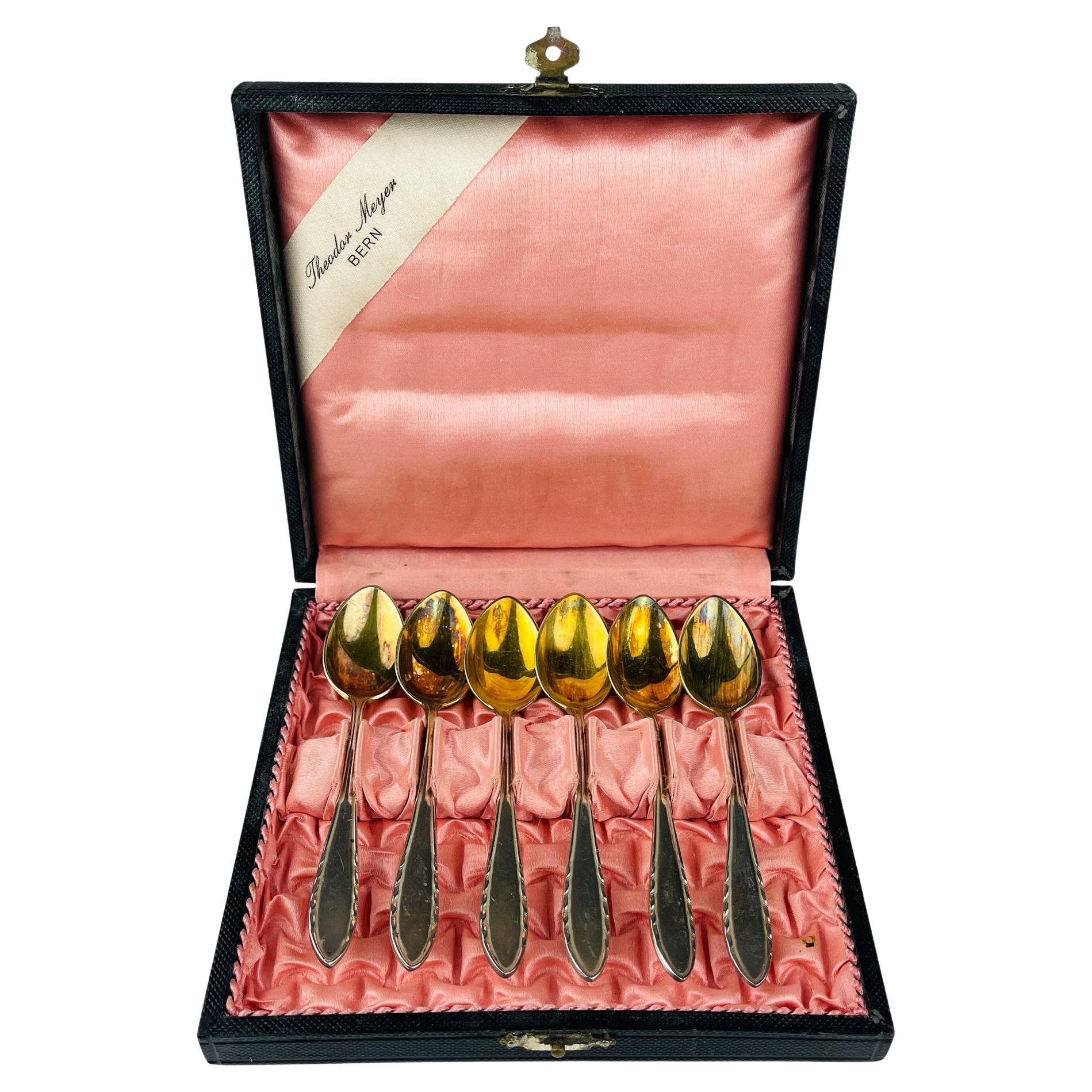 Antiguo juego de 6 cucharillas de plata Theodor Meyer Bern, Berndorf, años 20 en venta