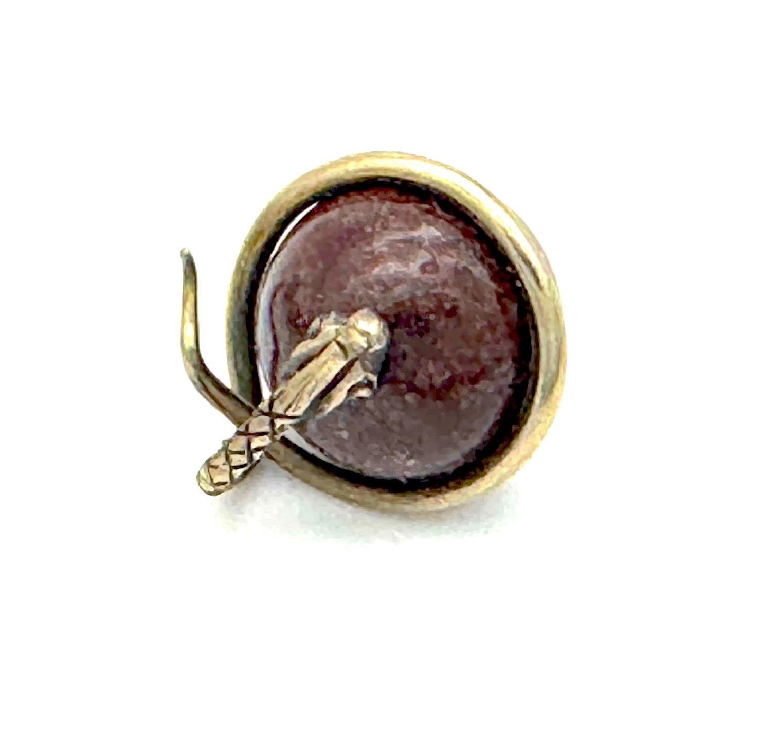 Antique Set of Six Snake Buttons Marble Gilt Metal In Good Condition For Sale In Munich, Bavaria