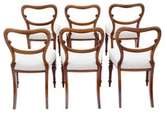 Antique Set of 6 Victorian Rosewood Balloon Back Dining Chairs Mid 19th Century