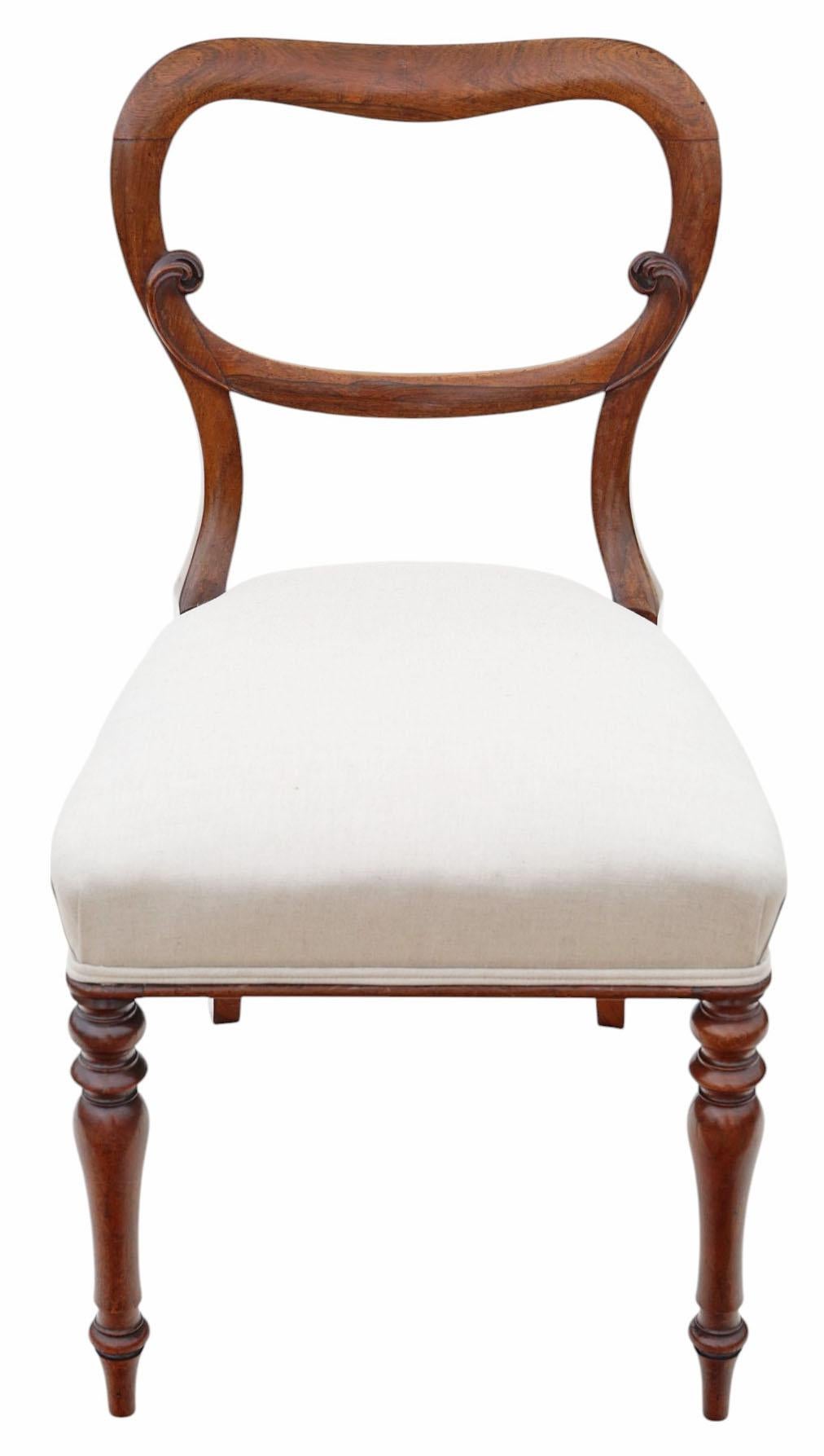 Antique Set of 6 Victorian Rosewood Balloon Back Dining Chairs Mid 19th Century In Good Condition For Sale In Wisbech, Cambridgeshire