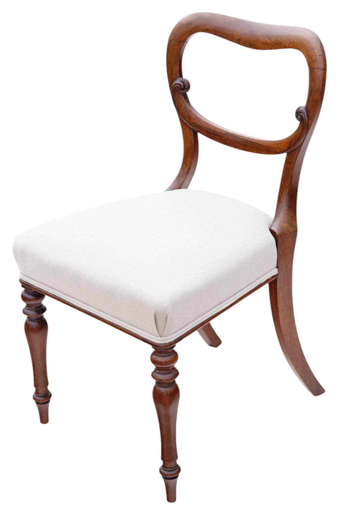 Wood Antique Set of 6 Victorian Rosewood Balloon Back Dining Chairs Mid 19th Century For Sale