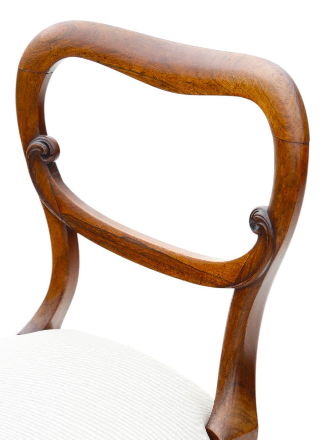 Antique Set of 6 Victorian Rosewood Balloon Back Dining Chairs Mid 19th Century For Sale 2