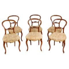 Antiker Satz von 6 viktorianischen Cabriole-Esszimmerstühlen aus Nussbaumholz, 19. Jahrhundert